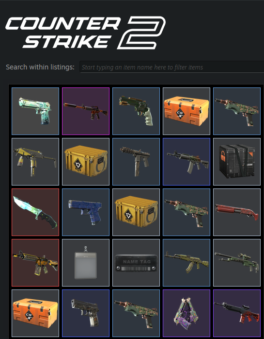 Steam inventory view